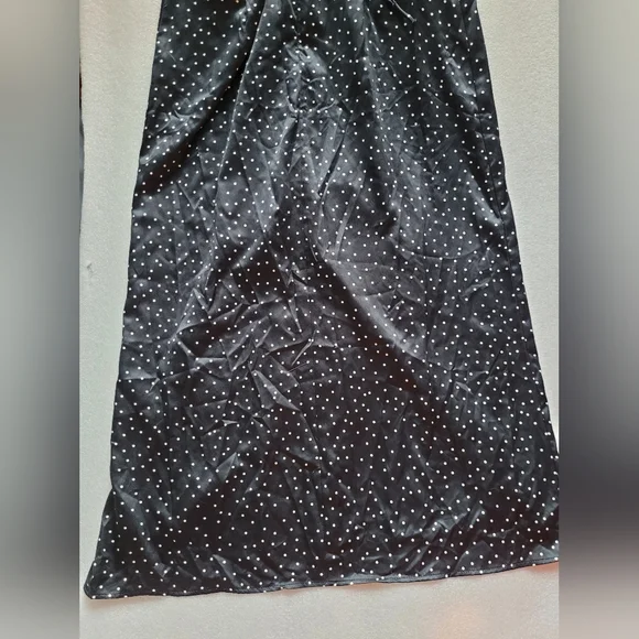 Zara Satin Polka Dot Midi Dress Black and White Slit Skirt Small - Picture 6 of 11